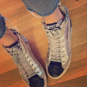 golden goose purple glitter